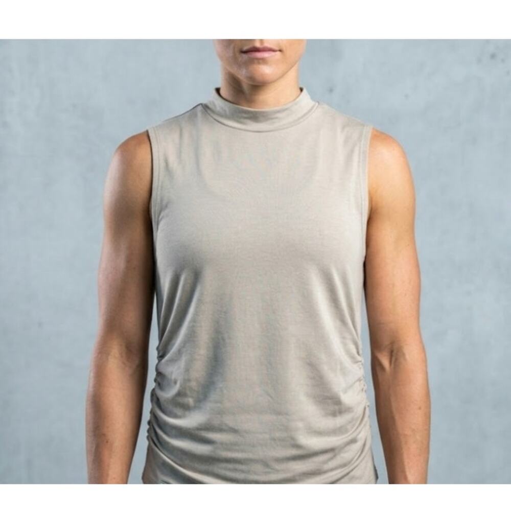 EcoSkinKiss SOFT Ruched Sides Tank Top Sage Green Pale Olive SZ L (8)